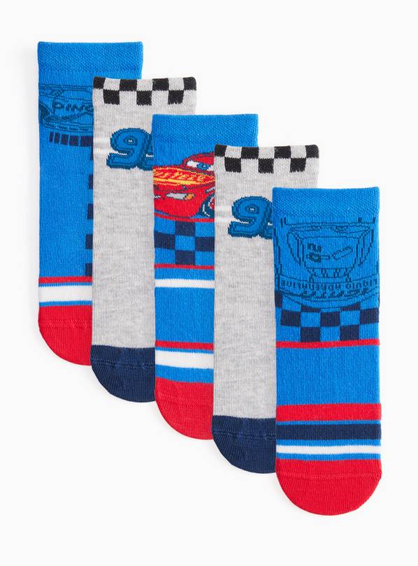 Blue & Grey Cars Lightning McQueen Print Ankle Socks 5 Pack 6-8.5 Infant